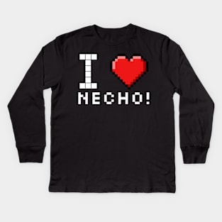 I love Necho pixelated Kids Long Sleeve T-Shirt